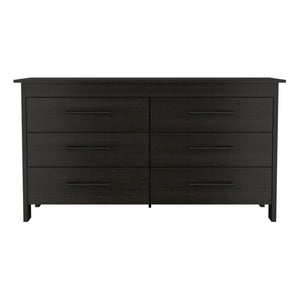 59 Inch Wide Six Drawer Solid Wood Double Dresser for Spacious Bedroom Storage and Organization