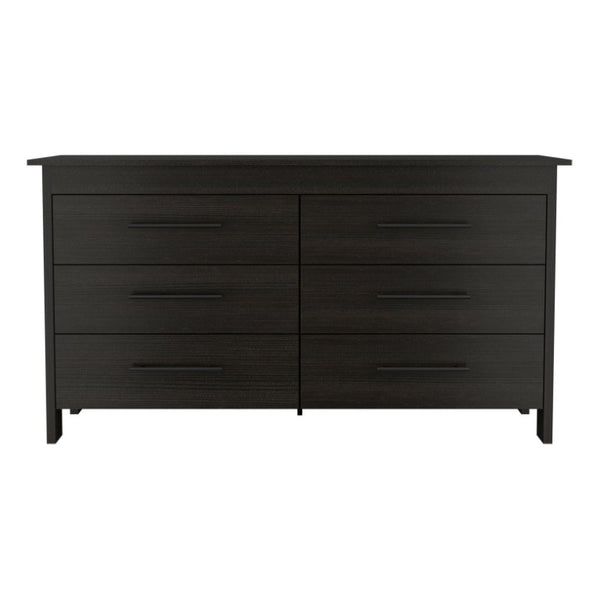 59 Inch Wide Six Drawer Solid Wood Double Dresser for Spacious Bedroom Storage and Organization