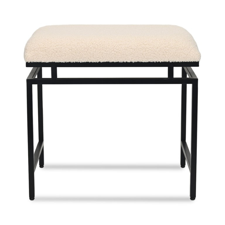 HomeRoots 20 Inch Cream Boucle Upholstered Accent Bench with Sleek Metal Legs for Modern Living 737990