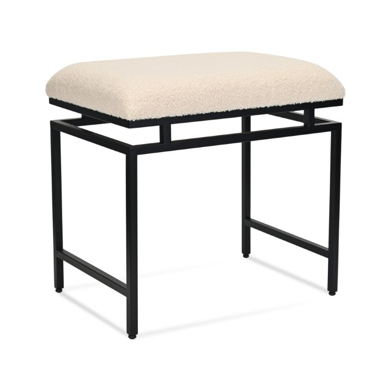 HomeRoots 20 Inch Cream Boucle Upholstered Accent Bench with Sleek Metal Legs for Modern Living 737990