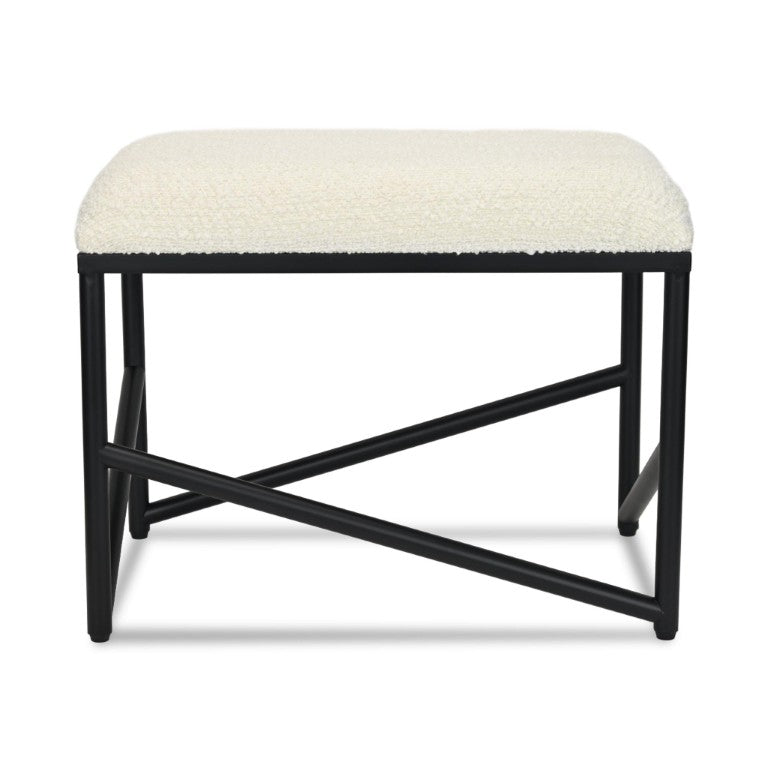 HomeRoots 24 Inch Boucle Upholstered Accent Bench with Metal Legs for Bedroom Entryway 737991