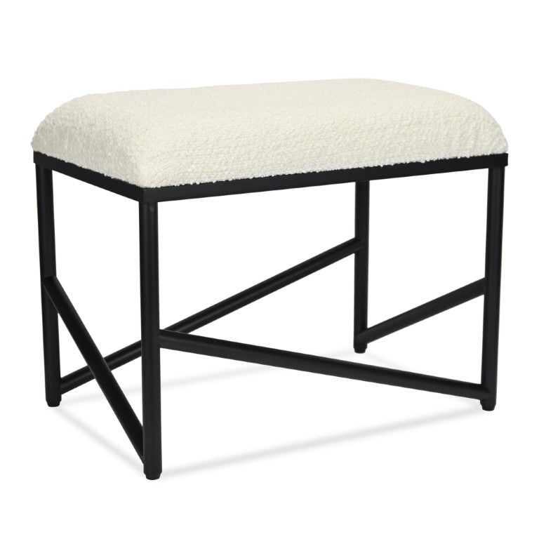 HomeRoots 24 Inch Boucle Upholstered Accent Bench with Metal Legs for Bedroom Entryway 737991