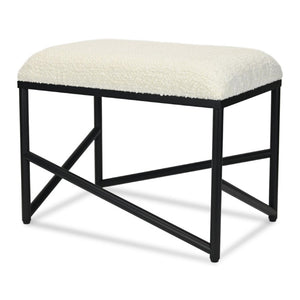 24 Inch Boucle Upholstered Accent Bench with Metal Legs for Bedroom Entryway