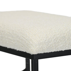 24 Inch Boucle Upholstered Accent Bench with Metal Legs for Bedroom Entryway