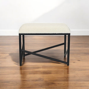 24 Inch Boucle Upholstered Accent Bench with Metal Legs for Bedroom Entryway