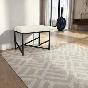 24 Inch Boucle Upholstered Accent Bench with Metal Legs for Bedroom Entryway