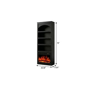 70 Inch Tall Four Shelf Wood Bookcase with Built in Usb Charging Ports for Home Office