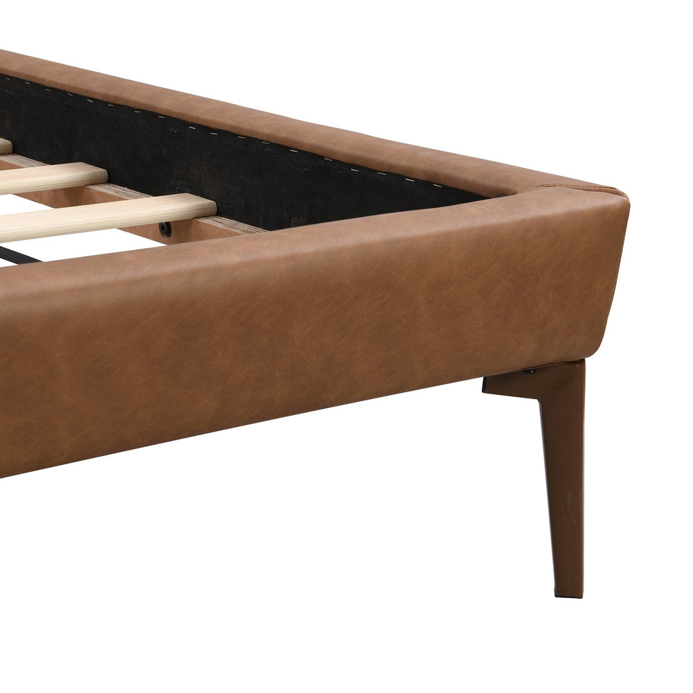 English Elm Christopher Knight Home® - Brown&Gray Leather Full Size Bed With Upholstered Headboard & Adjustable Led Night Lights Included N758D536566D