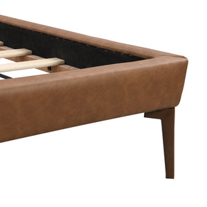 English Elm Christopher Knight Home® - Brown&Gray Leather Queen Bed With Adjustable Led Night Lights & Contemporary Design For Comfort N758D536364D