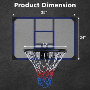 English Elm Wall-mounted Basketball Hoop Shatterproof Backboard Folding Rim All-weather Net W1408P272360