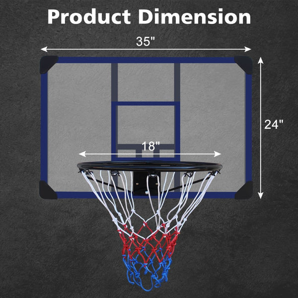 English Elm Wall-mounted Basketball Hoop Shatterproof Backboard Folding Rim All-weather Net W1408P272360