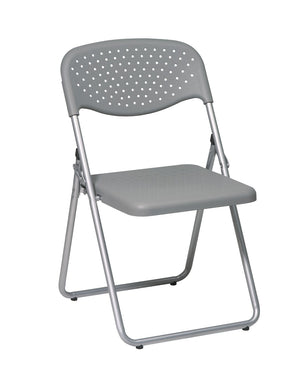 OSP Home Furnishings Folding Chair with Ventilated Contoured Seat Steel Frame for Events and Meetings Grey FC8000NS-2