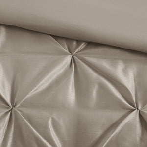 English Elm 7-piece Queen Tufted Pleated Comforter Set with Shams Bed Skirt Decorative Pillows Taupe B035P463172