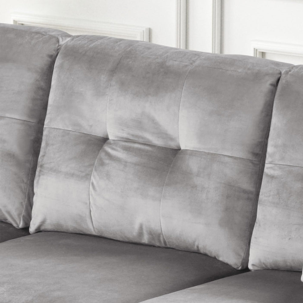 English Elm Velvet Reversible Sectional Sofa with LED Lights, Tufted Cushions, Nailhead Trim & Throw Pillows B016P406026