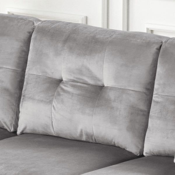 English Elm Velvet Reversible Sectional Sofa with LED Lights, Tufted Cushions, Nailhead Trim & Throw Pillows B016P406026