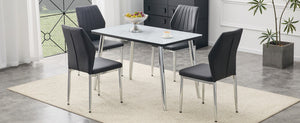 English Elm Table and Chair Set Marble Glass Top with Pu Seats Modern Dining for Apartments W1151S04645