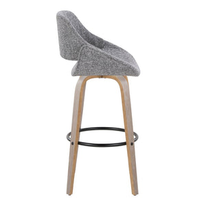 English Elm Fixed-height Swivel Barstools with Fabric Seat and Wood Legs for Kitchen Islands Set of 2 B202S01907