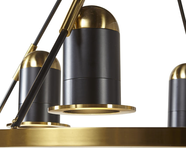 Sunpan DUNLOP Chandelier - Bold Modern Minimalist Lighting with Antique Brass & Clear Glass for Any Space 106795