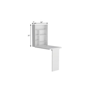 36 Inch Folding Wall Mounted White Wood Desk Space Saving Home Office Writing Surface