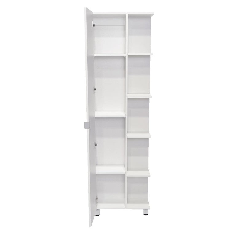 HomeRoots 20 Inch White Wood Corner Cabinet Single Door Storage for Living or Dining Room 738034