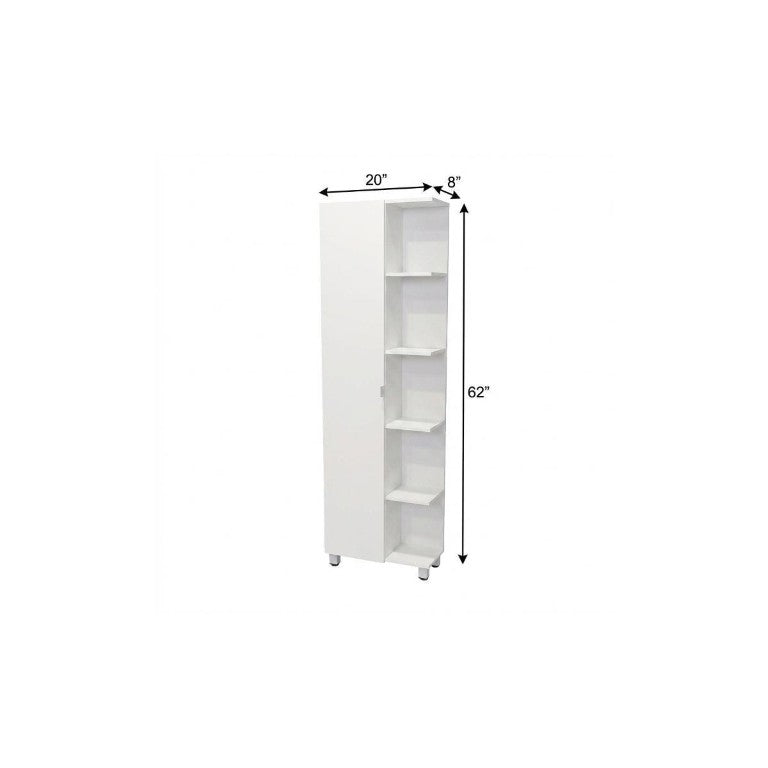 HomeRoots 20 Inch White Wood Corner Cabinet Single Door Storage for Living or Dining Room 738034