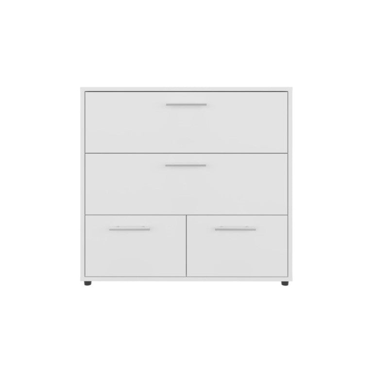 HomeRoots 24 Inch White Wood Three Drawer Double Dresser for Bedroom Storage Organization 738037