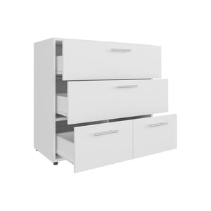 24 Inch White Wood Three Drawer Double Dresser for Bedroom Storage Organization