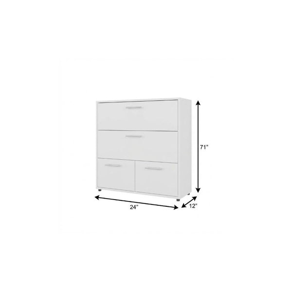 24 Inch White Wood Three Drawer Double Dresser for Bedroom Storage Organization
