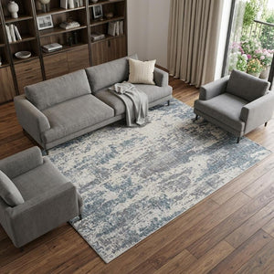 10 X 14 Abstract Gray Blue Washable Area Rug Stain Resistant Modern Living Room
