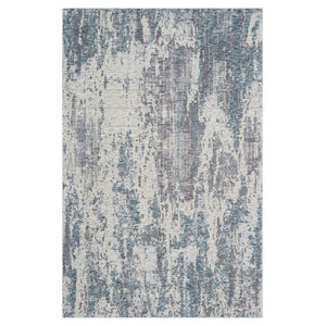 HomeRoots 10 X 14 Abstract Gray Blue Washable Area Rug Stain Resistant Modern Living Room 738075