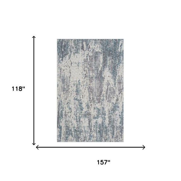 10 X 14 Abstract Gray Blue Washable Area Rug Stain Resistant Modern Living Room