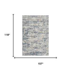 10 X 14 Abstract Blue Taupe Polyester Area Rug Stain Resistant Modern Living Room