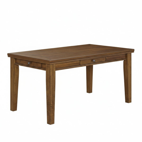 English Elm Transitional Walnut Dining Table Seats Six with Four Full Extension Storage Drawers B2741P473073