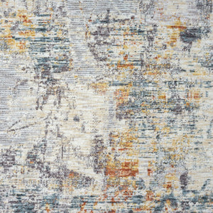 10 X 14 Abstract Polyester Area Rug in Gray Brown Stain Resistant Modern Style