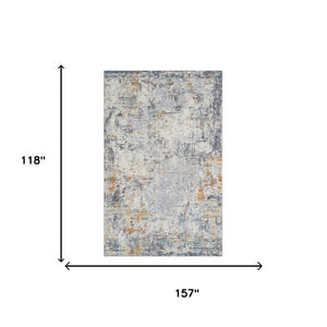 10 X 14 Abstract Polyester Area Rug in Gray Brown Stain Resistant Modern Style