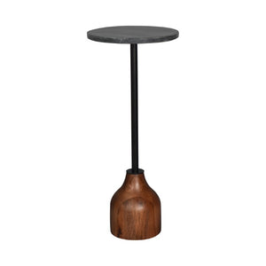 22 Inch Marble Top Iron Pedestal Round End Table for Living Room Accent Decor