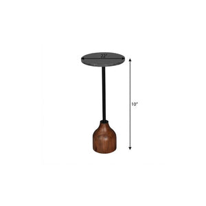 22 Inch Marble Top Iron Pedestal Round End Table for Living Room Accent Decor