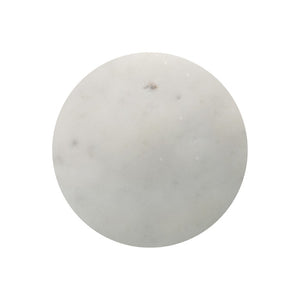 10 Inch Marble Top Round Pedestal End Table with Iron and Wood Base Glam Accent