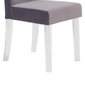 English Elm Quinara Plush Velvet Dining Chair with Clear Acrylic Legs, Set of 2 — Modern Comfortable Seating Gray B2736P354331