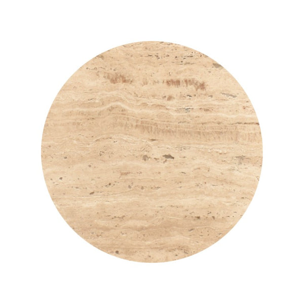 HomeRoots 10 Inch Marble Top Round Pedestal End Table with Iron and Wood Base Glam Accent Beige / Brown 738086