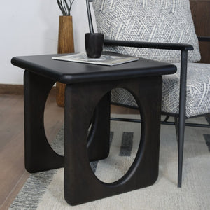 20 Inch Solid Wood Square End Table Espresso Finish Sturdy Living Room Accent