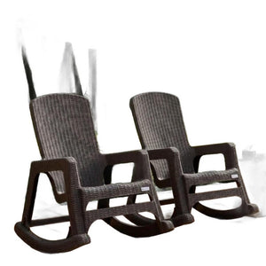 30 Inch Faux Rattan Heavy Duty Plastic Outdoor Rocking Chair for Patio and Garden Seating