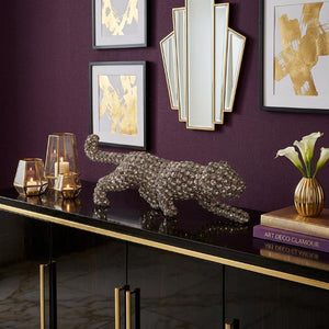 23 Inch Glam Faux Crystal Panther Statue Decorative Iron Accent for Living Room