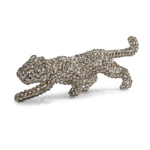 23 Inch Glam Faux Crystal Panther Statue Decorative Iron Accent for Living Room