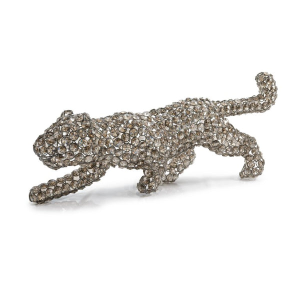 23 Inch Glam Faux Crystal Panther Statue Decorative Iron Accent for Living Room
