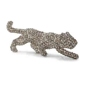 23 Inch Glam Faux Crystal Panther Statue Decorative Iron Accent for Living Room