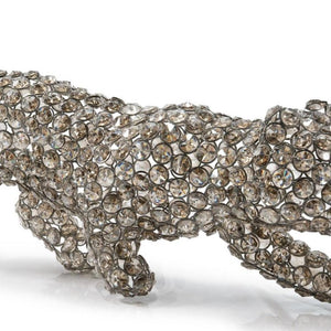 23 Inch Glam Faux Crystal Panther Statue Decorative Iron Accent for Living Room