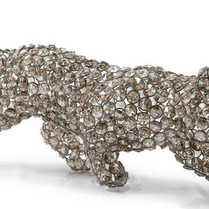 23 Inch Glam Faux Crystal Panther Statue Decorative Iron Accent for Living Room