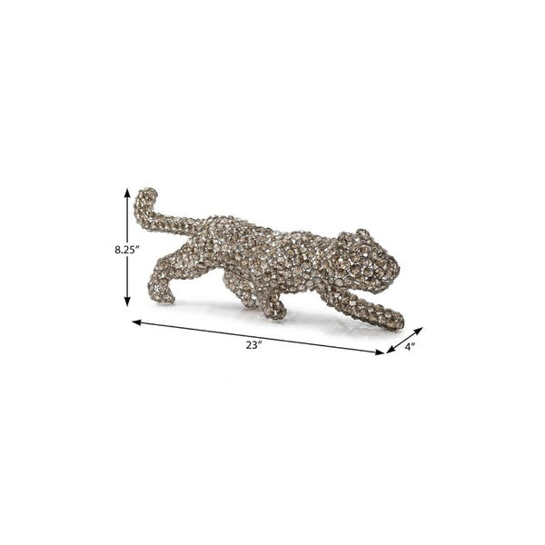 23 Inch Glam Faux Crystal Panther Statue Decorative Iron Accent for Living Room