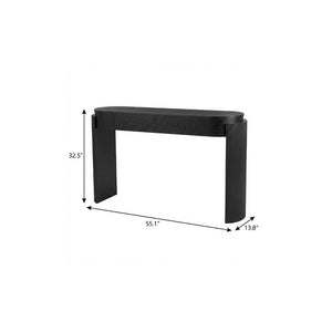 55 Inch Oval Wood Console Table with Double Pedestal Base and Two Drawers for Entryway